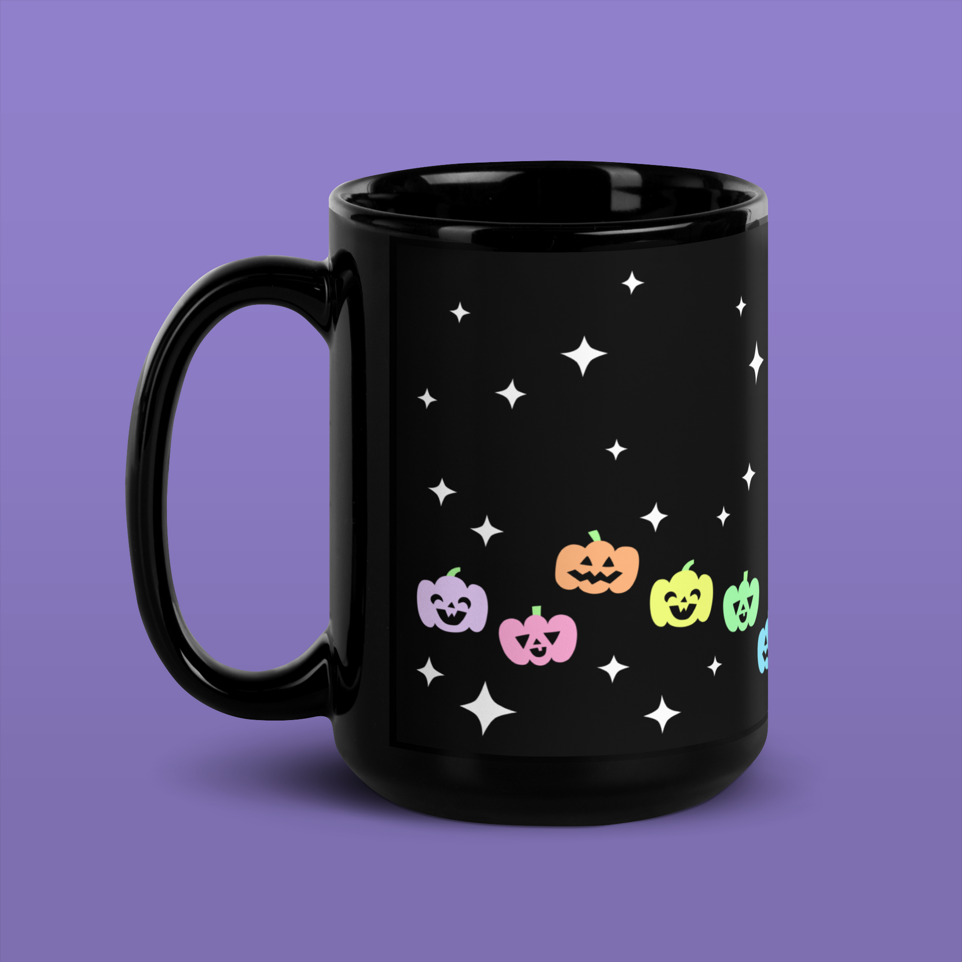Pumpkin Glitter Purple Swirl Orange Drip Halloween Coffee Mug Resin 14oz